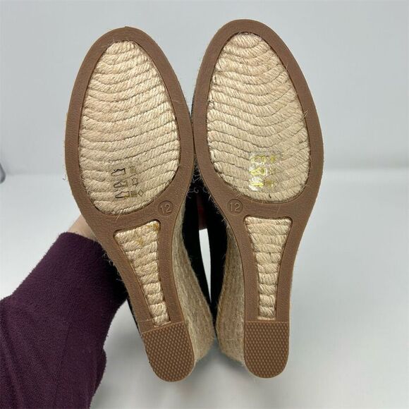 J.Crew Women's Espadrille Wedge Heels Size 12 Black Canvas Casual Comfort - Picture 9 of 12
